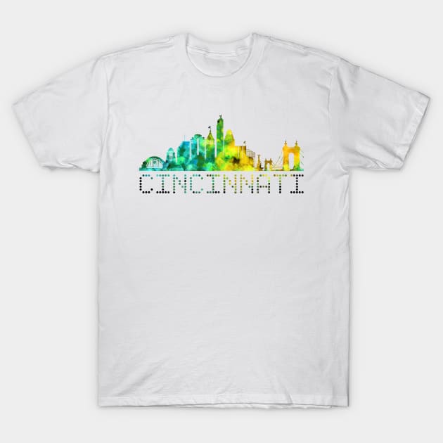 Cincinnati Skyline Yellow T-Shirt by sparkling-in-silence